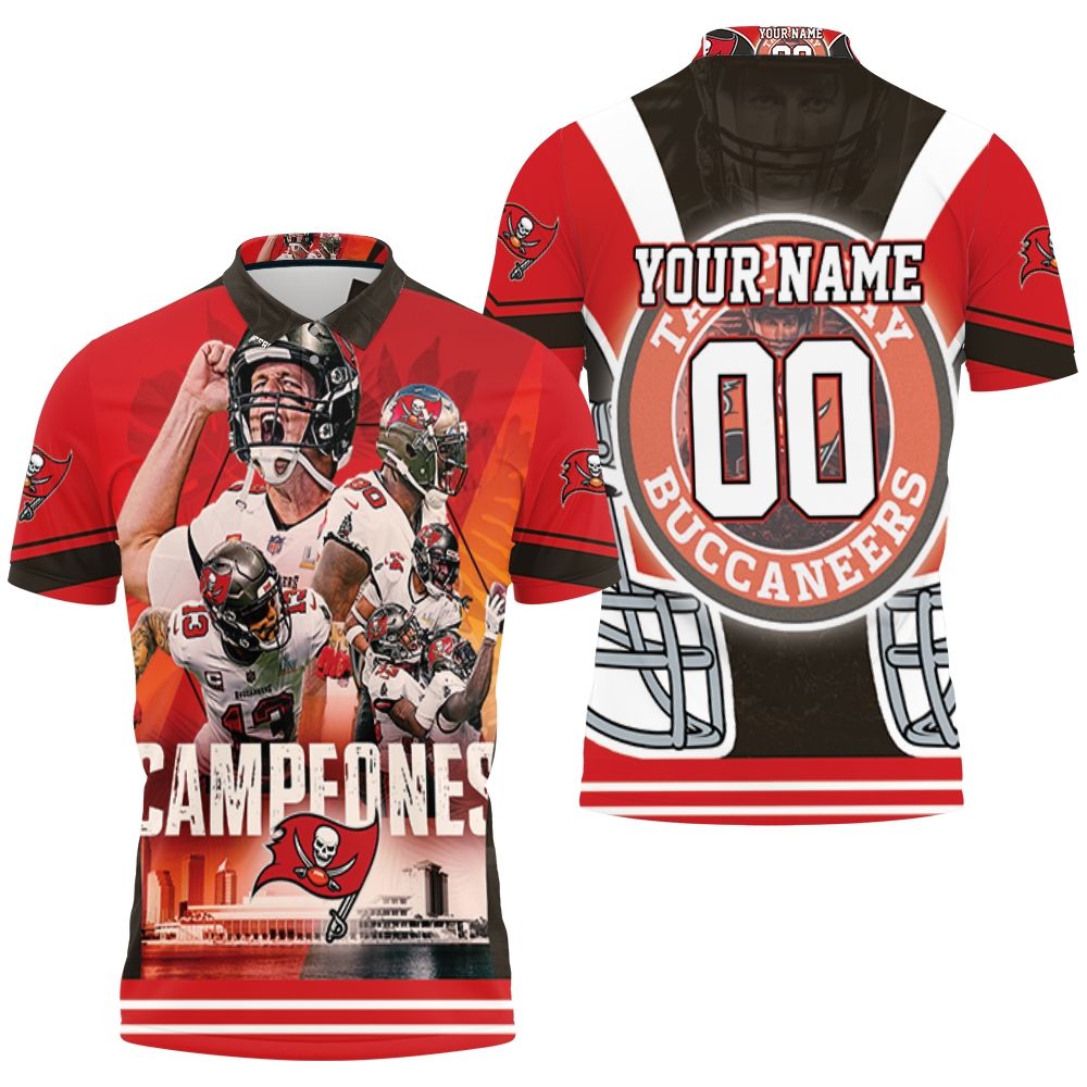 Tampa Bay Buccaneers 2021 Super Bowl Champions Campeones Personalized Polo Shirt
