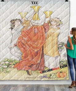 Tarot Card 3 Of Cups 3D Customized Personalized Quilt Bedding Set Blanket