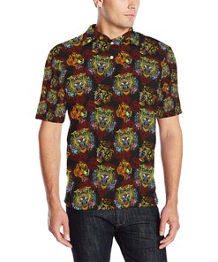 Tattoo Tiger Colorful Design Men Polo Shirt