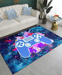 Teen Boys Game Area Rug with Gamer Carpet Decor and Game Printed Design, for Living Room Bedroom