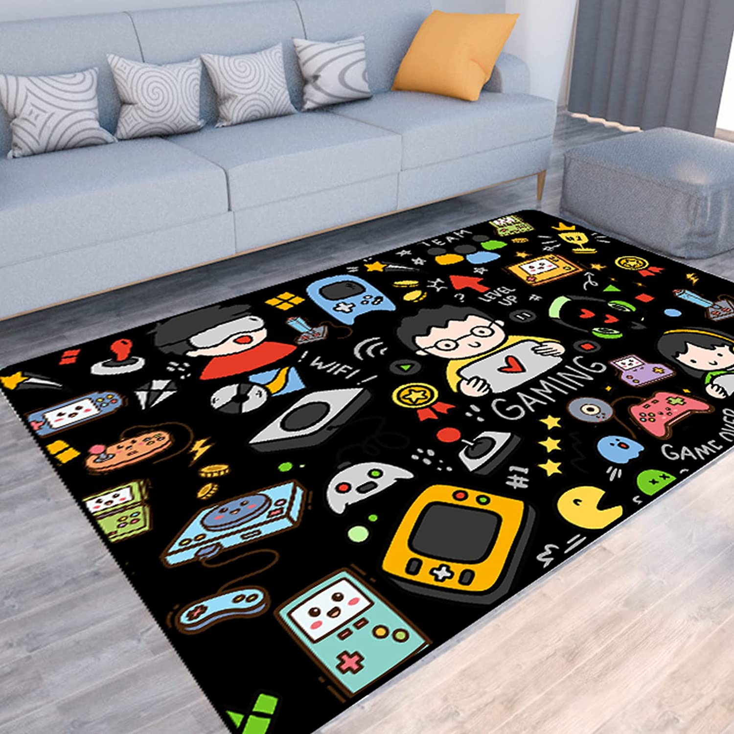 Teen Boys Game Rug - 3D Gaming Rugs for Boy's room with Non-Slip Gamer Carpet Children Gaming Area Rugs (Game 5)