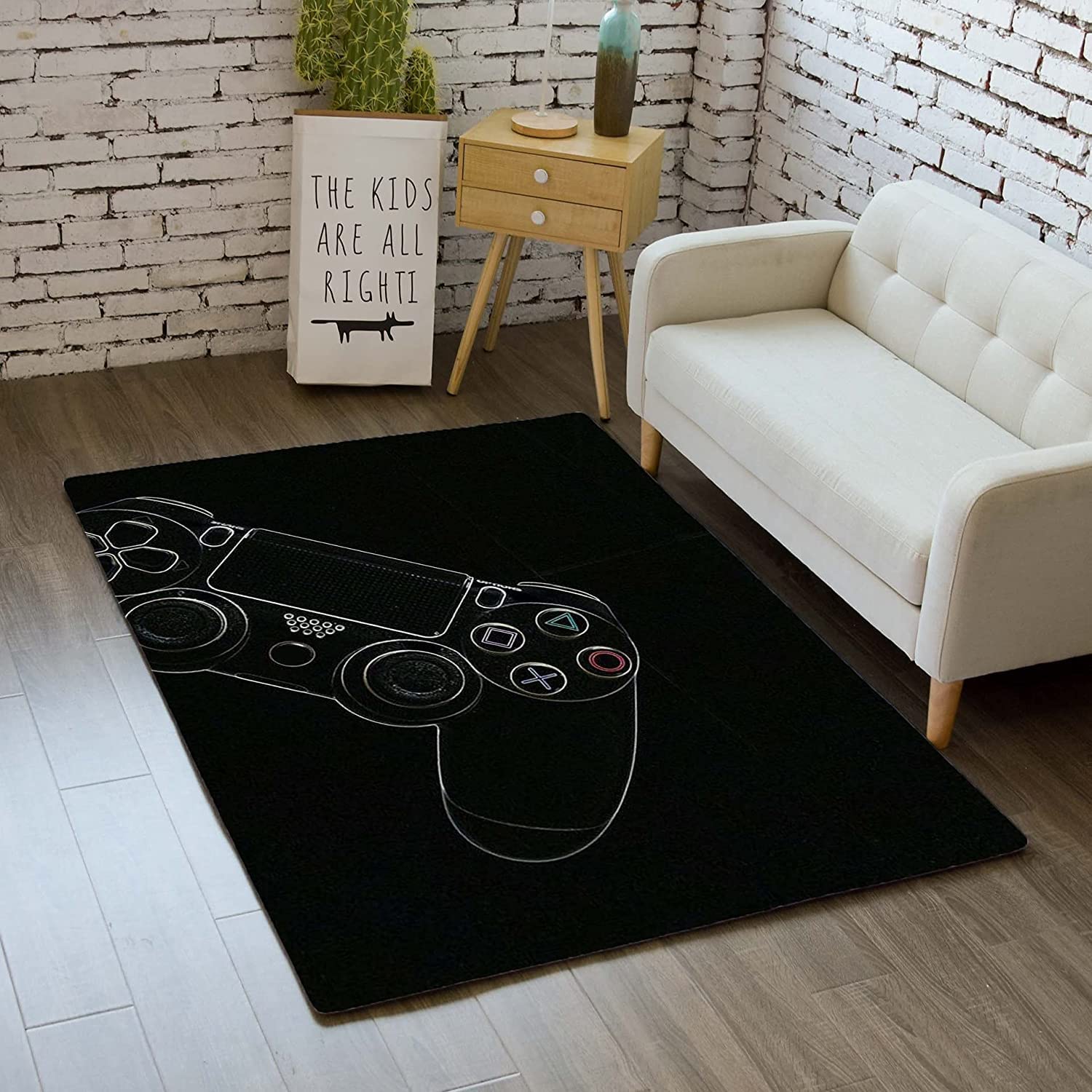 Teen Printed Gamer Rugs for Boys Bedroom - Gamepad Carpets for Living Room and Bedroom Area Rugs