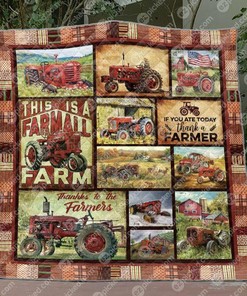 Thanks To The Farmer Personalized Quilt Blanket Bedding Set, Great for Home Decoration and Family Gifts