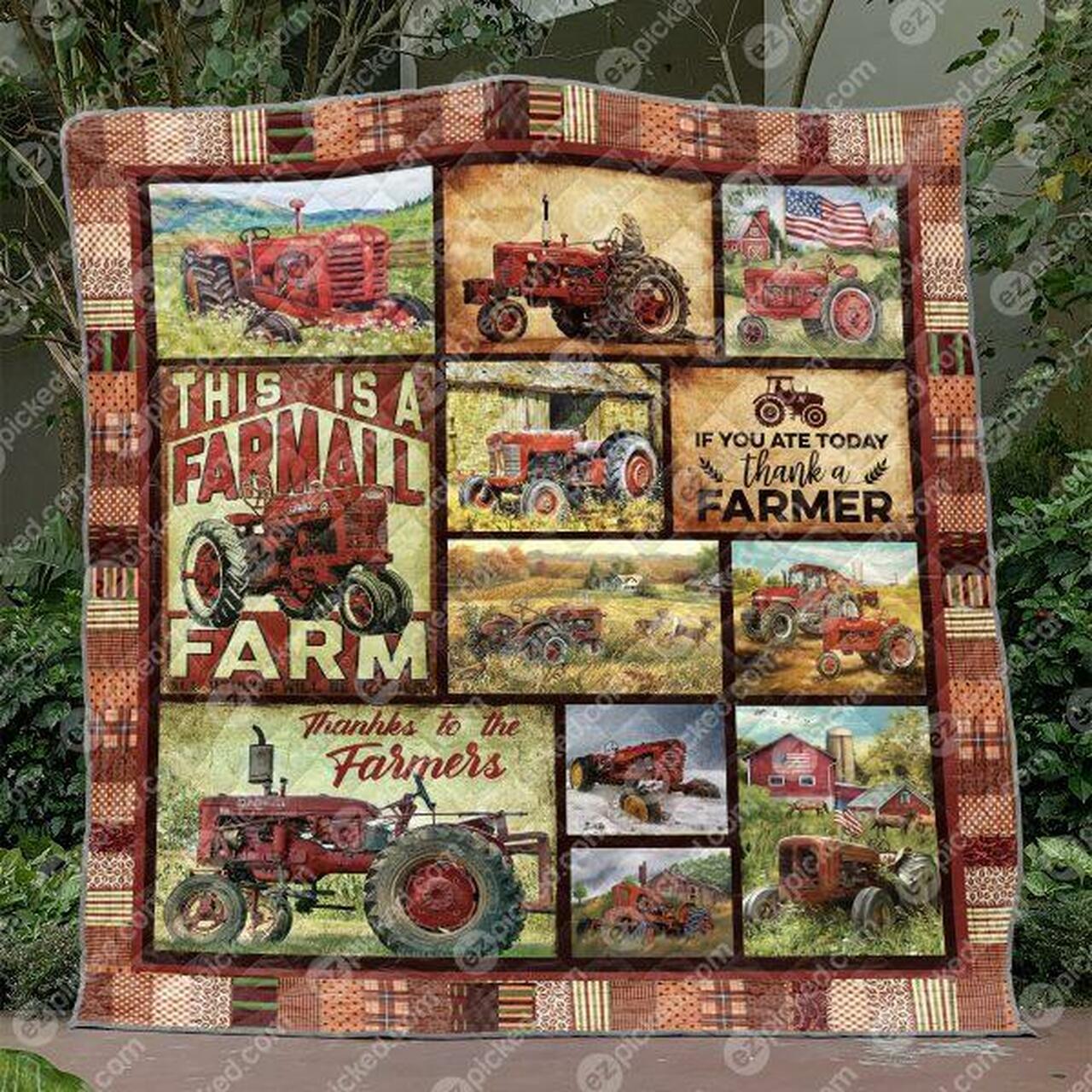 Thanks To The Farmer Personalized Quilt Blanket Bedding Set, Great for Home Decoration and Family Gifts