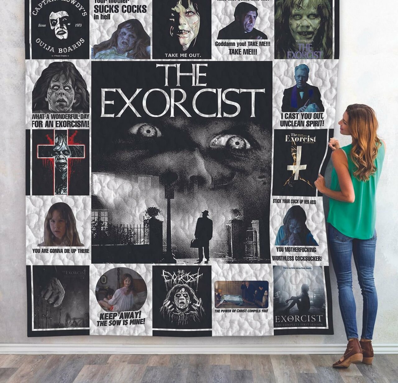 The Exorcist Poster Quilt Bedding Set Blanket - Perfect for Bedroom Decor and Family Gifts