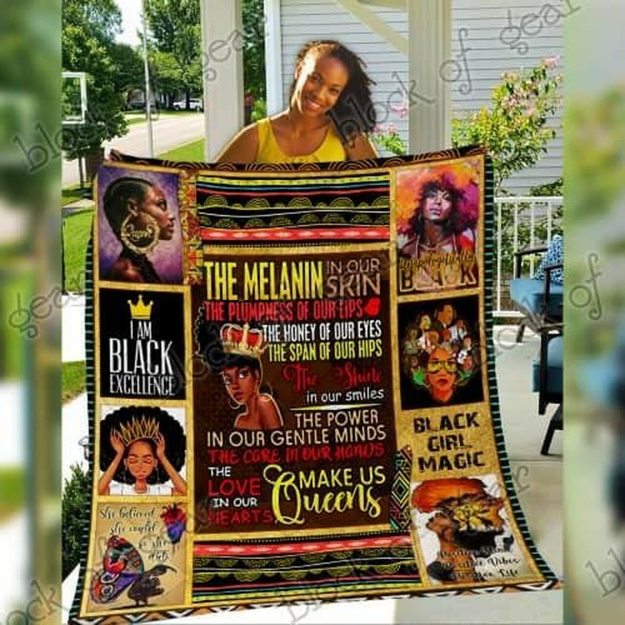 The Melanin Queen Personalized Quilt Bedding Set, Perfect for Bedroom Decor and Family Gifts
