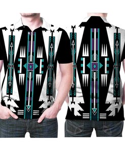 The Native American Costume Pattern Blue 3D Printed Gift For Native American Lovers Polo Shirt