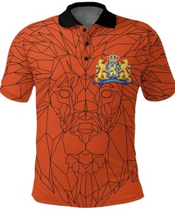 The Netherlands Polo Shirt Geometric Lion Orange K4