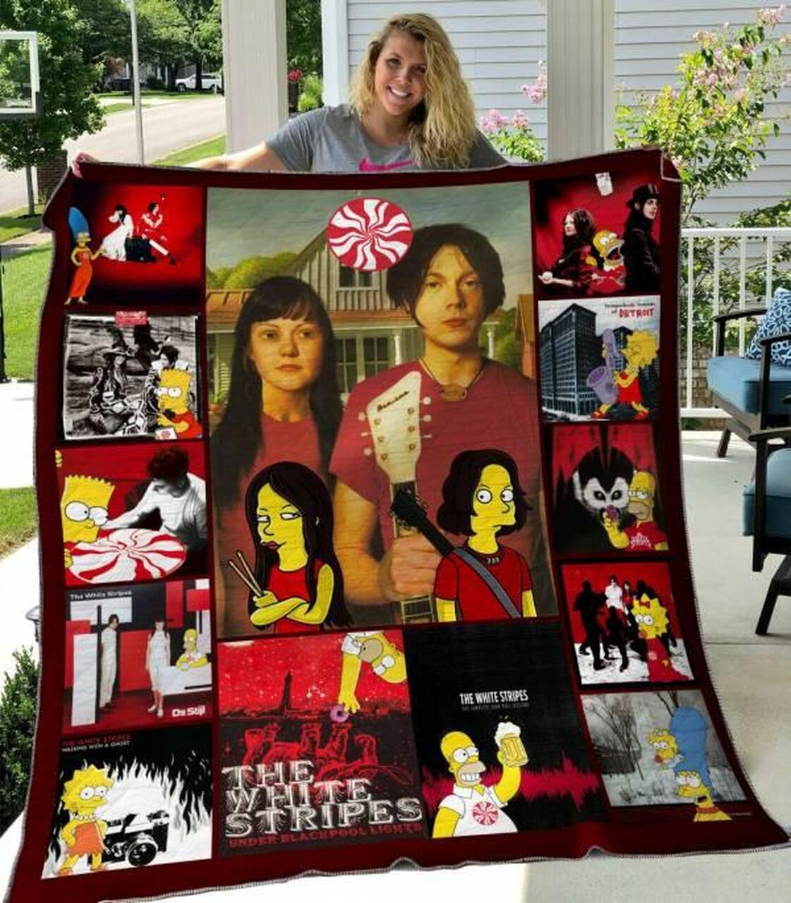The White Stripes Personalized Quilt Bedding Set, Great for Bedroom Decoration and Family Gifts