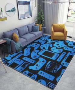 Thickened Non-Slip Home Area Runner Rug with Video Game Controller Gadgets Design for Indoor and Outdoor Use