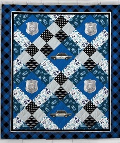 Thin Blue Line Police Patterned Blanket Quilt Bedding Set Bedroom Decor, Gifts for Family