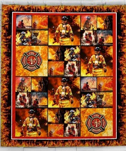 Thin Red Line Firefighter Quilt Blanket Bedding Set Great for Bedroom Decoration and Family Gifts