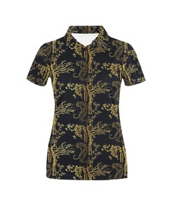 Tiger Gold Print Design Women's Polo Shirt