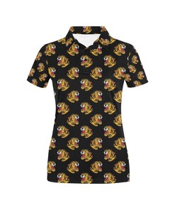 Tiger Head Print Design Women's Polo Shirt