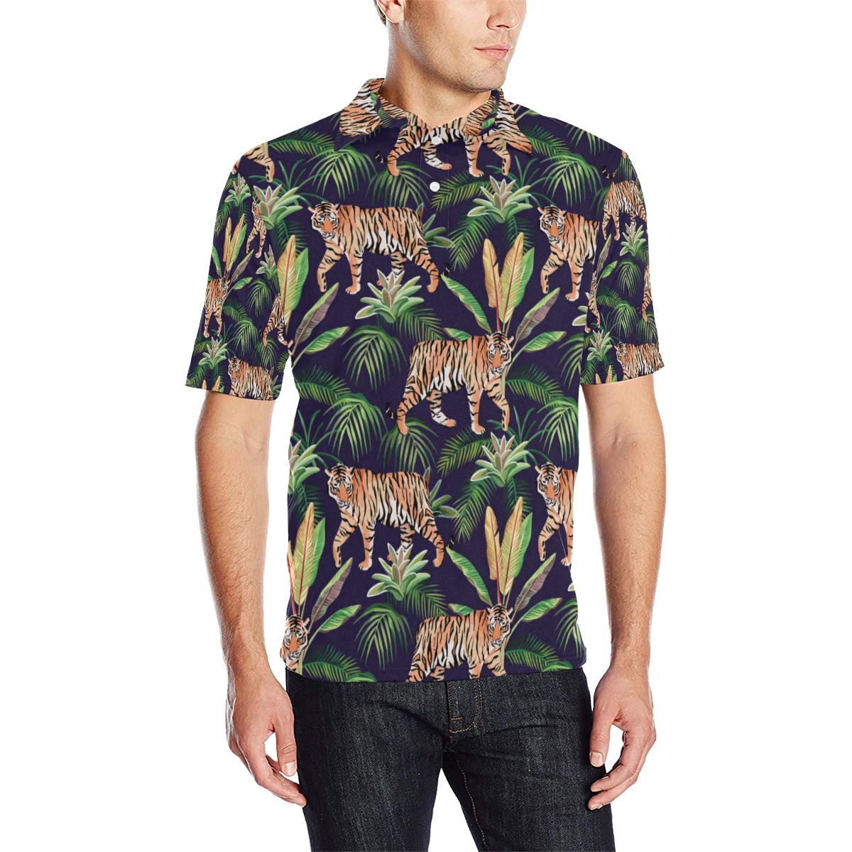 Tiger Jungle Men Polo Shirt - Bluefink