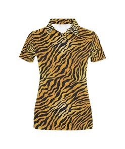 Tiger Print Design Women's Polo Shirt