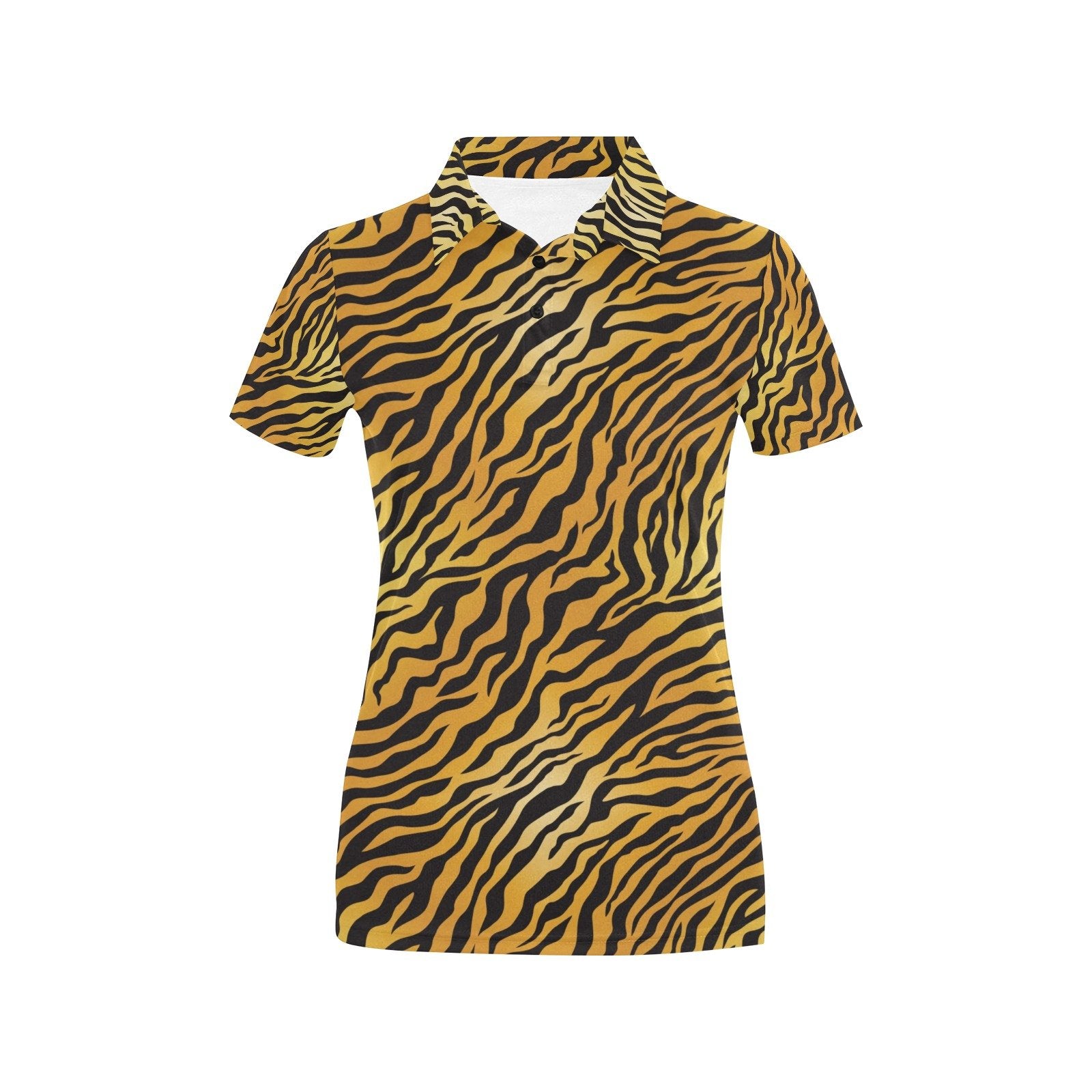 Tiger Print Design Women's Polo Shirt - Bluefink