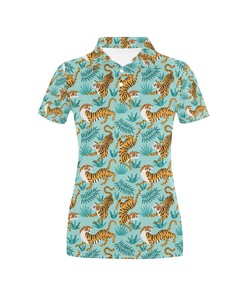 Tiger Print Design Women's Polo Shirt Gift
