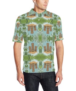 Tiki Wood Island Men Polo Shirt
