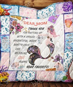 To Mermaid Mom, From Your Favorite Quilt Bedding Set Blanket Bedroom Decor, Gifts for Family