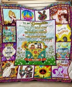 To My Daughter Hippie Flower Personalized Quilt Bedding Set for Family Gifts