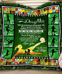 To My Daughter Soccer Blanket Quilt Bedding Set Bedroom Decor, Gifts for Family