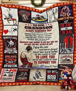 To My Grandson Wrestling Quilt Bedding Set Blanket - Perfect for Family Gifts and Bedroom Decor