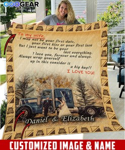 To My Wife Trucker Customized Name Image Quilt Bedding Set Bedroom Decor, Gifts for Family