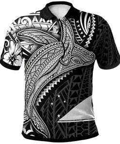 Tokelau Polo Shirt - Humpback Whale & Coat of Arms White