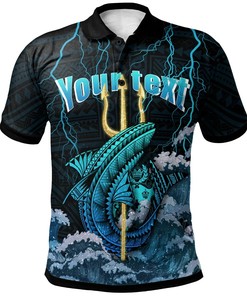 Tonga Custom Personalized Polo Shirt - Trident Thunder Shark