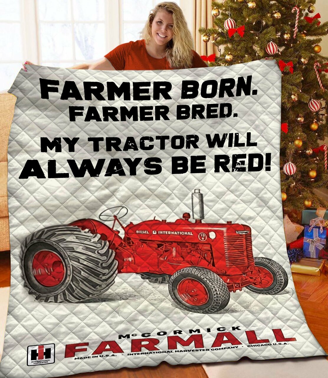 Tractor Quilt Bedding Set Bedroom Decor Gifts for Family