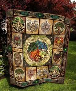 Tree Of Life Norse Mythology Personalized Quilt Blanket Bedding Set, Great for Home Decoration and Family Gifts