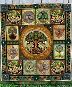 Tree Of Life Norse Mythology Yggdrasil Vintage Quilt Bedding Set Bedroom Decor, Gifts for Family