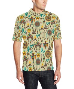 Tribal Indians Native American Aztec Men Polo Shirt