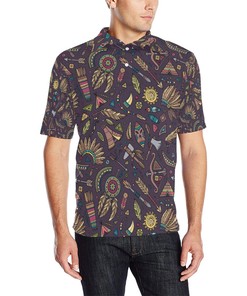 Tribal Native American Aztec Men Polo Shirt