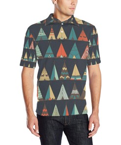 Tribal Native American Tent Aztec Men Polo Shirt