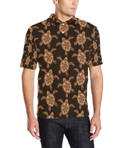 Tribal Sea Turtle Pattern Print Design T09 Men Polo Shirt