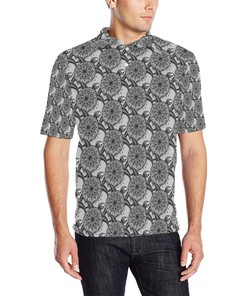 Tribal Turtle Polynesian Themed Print Men Polo Shirt