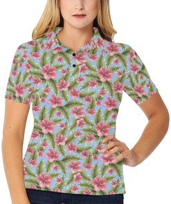 Tropical Flower Print Design Women's Polo Shirt 3D Polo Shirt A1