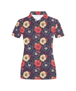 Tropical Flower Print Design Women's Polo Shirt 3D Polo Shirt A3
