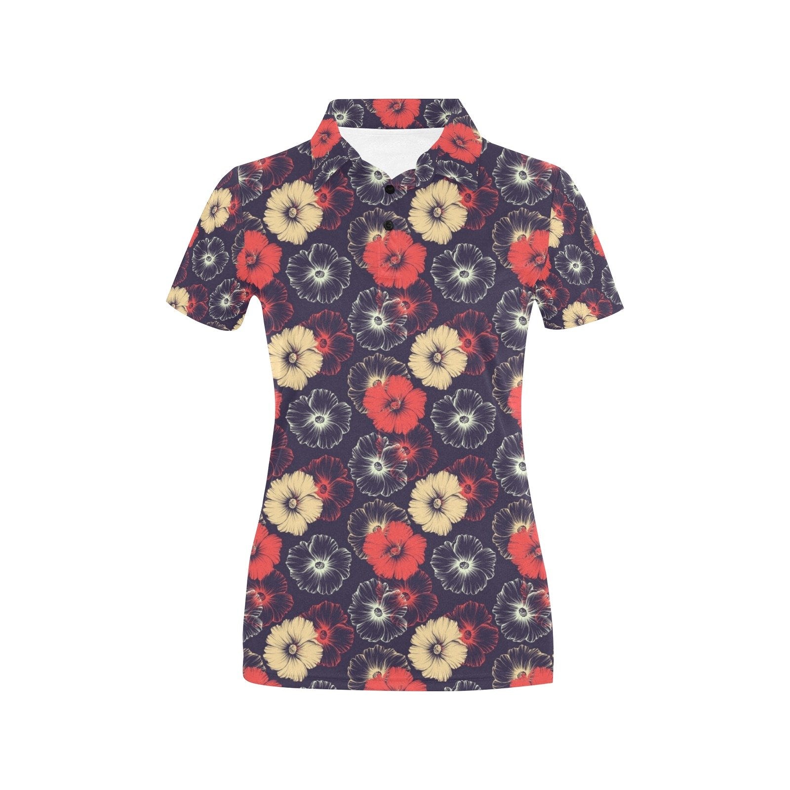 Tropical Flower Print Design Women's Polo Shirt 3D Polo Shirt A3
