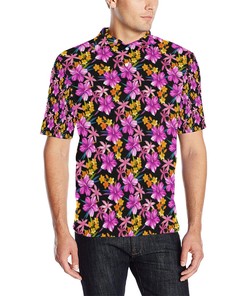 Tropical Flower Print Design Women's Polo Shirt 3D Polo Shirt A5
