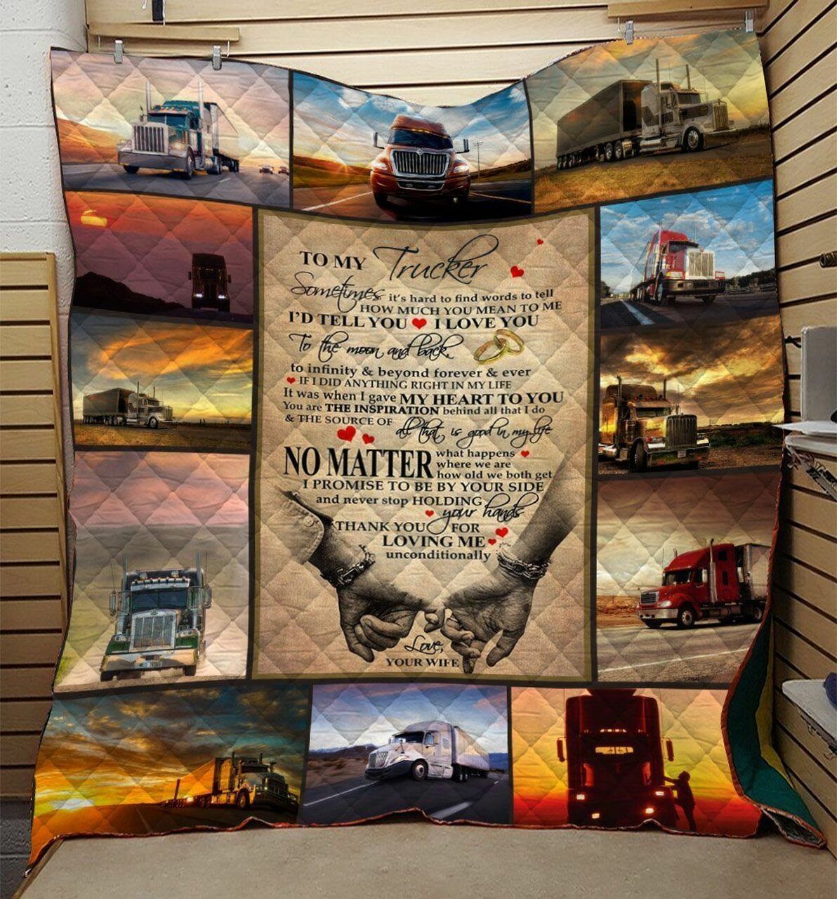 Trucker Quilt Bedding Set Bedroom Decor, Gifts for Family