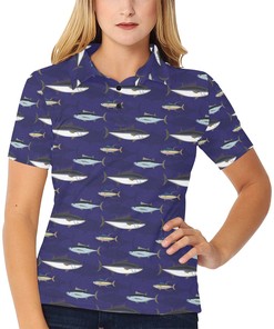 Tuna Fish Print Design Women's Polo Shirt 3D Polo Shirt A1