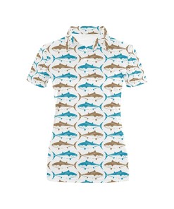 Tuna Fish Print Design Women's Polo Shirt 3D Polo Shirt A2