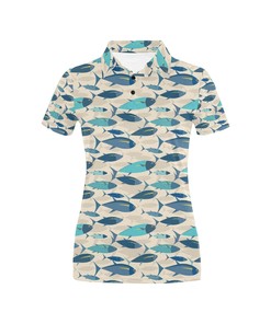 Tuna Fish Print Design Women's Polo Shirt 3D Polo Shirt A3