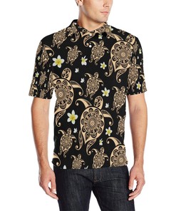 Turtle Polynesian Tribal Hawaiian Men Polo Shirt