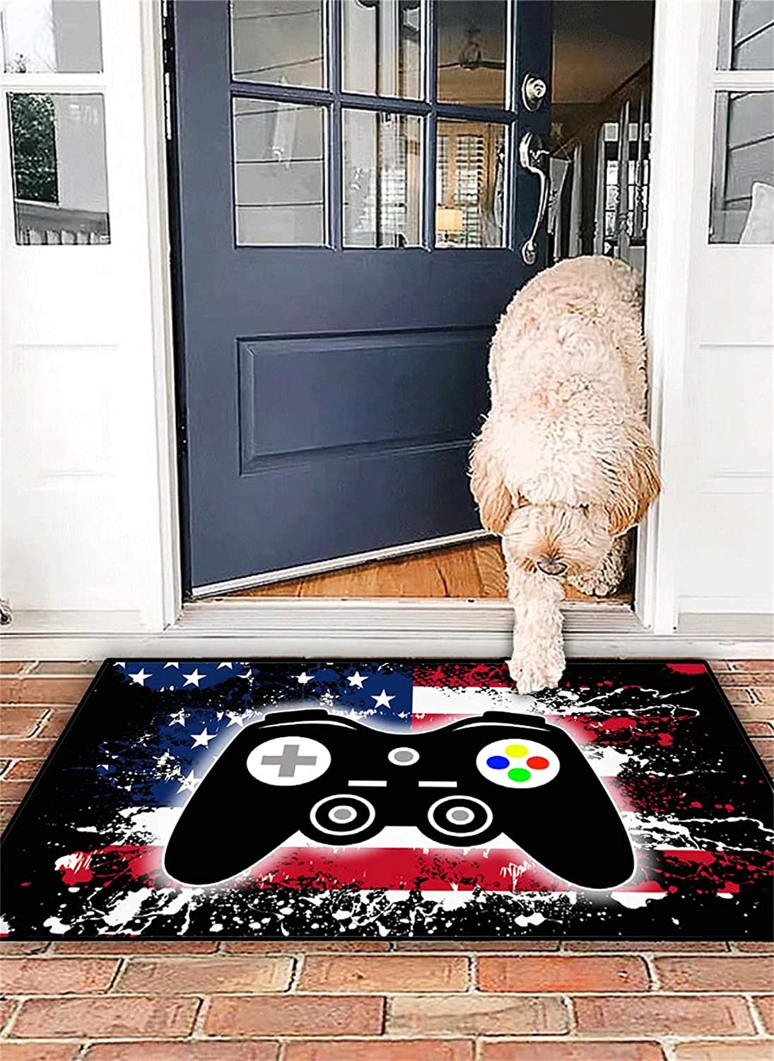 USA Flag Gaming Rug for Boys Bedroom, Gamer Controller Gamepad Carpets with Crystal Floor Polyester Mat - Image 3