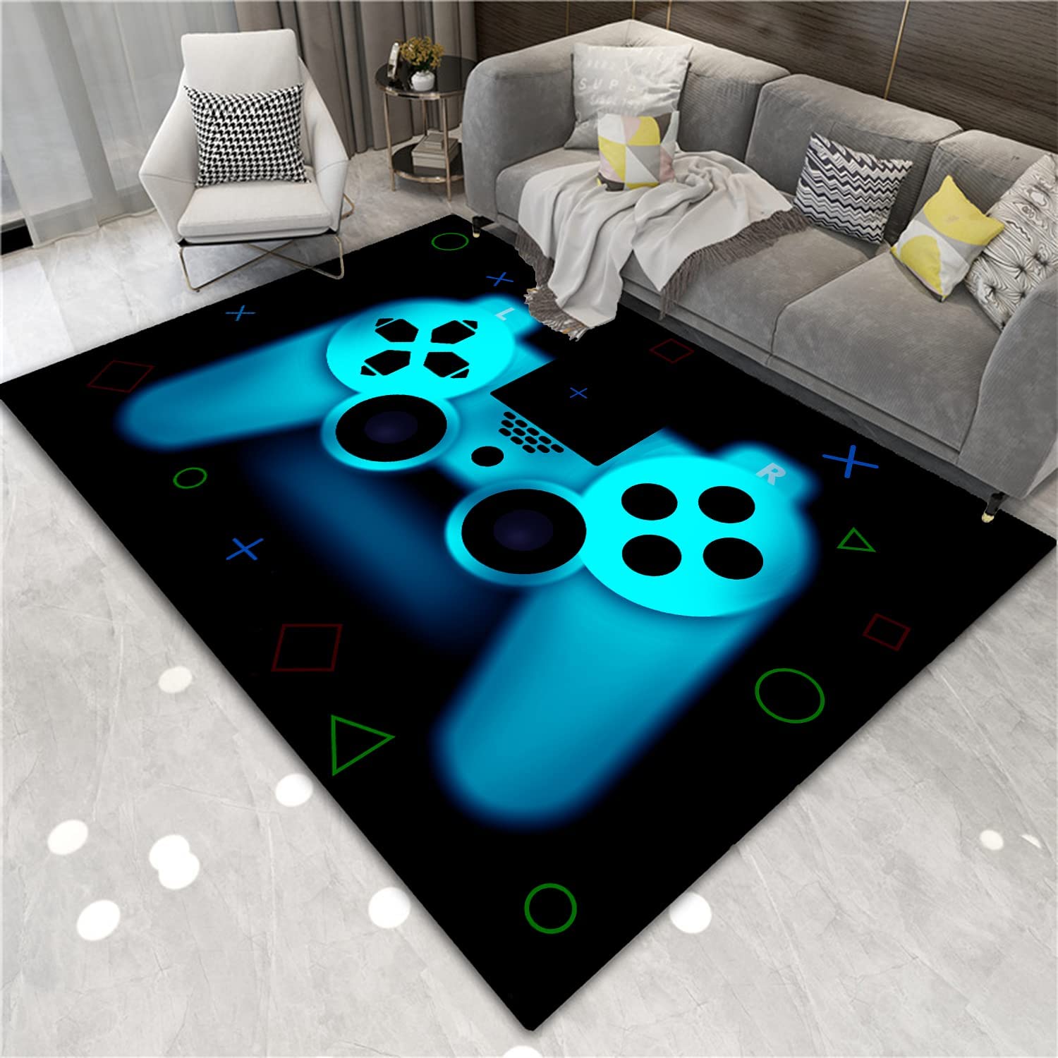Ultra Soft Gaming Rug for Boy's Bedroom with Crystal Velvet Material