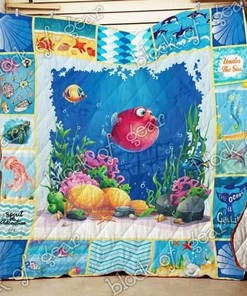 Underwater-Themed Under The Sea Quilt Bedding Set Blanket - Suitable for Home Decor and Picnics